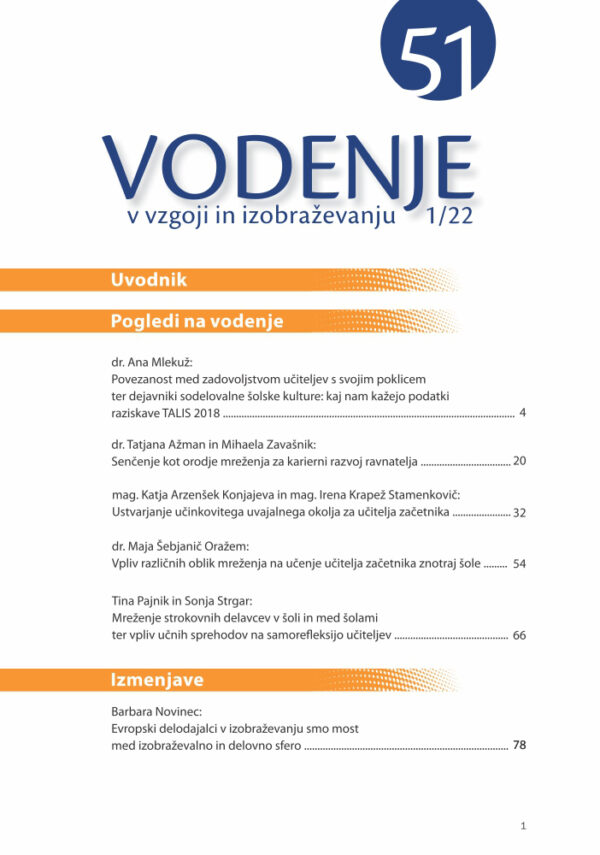 Vodenje v vzgoji in izobraževanju 51, 1/2022 - Image 2